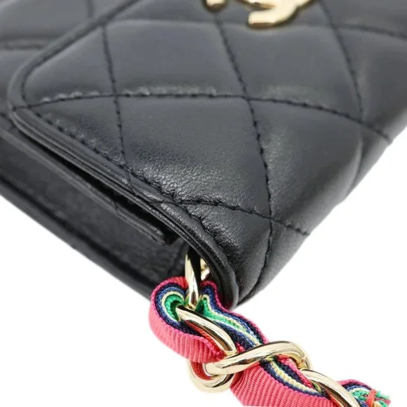 Chanel Ribbon Flap Shiny Lambskin Quilted Leather Belt Bag Black - Picture 6 of 13